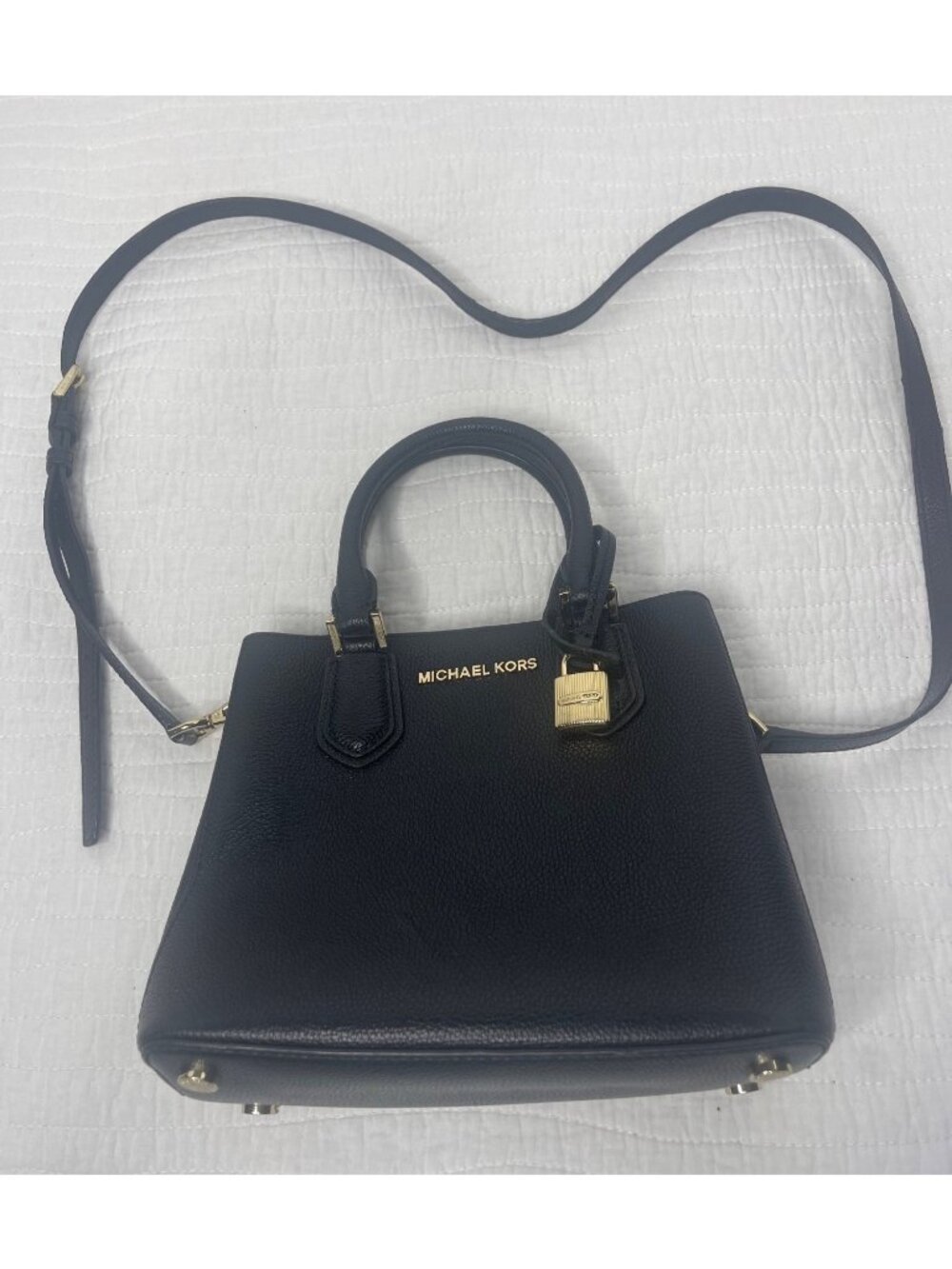 Michael Kors Adele Pebbled Leather Medium Messenger Satchel Crossbody Bag Purse - Picture 2 of 12